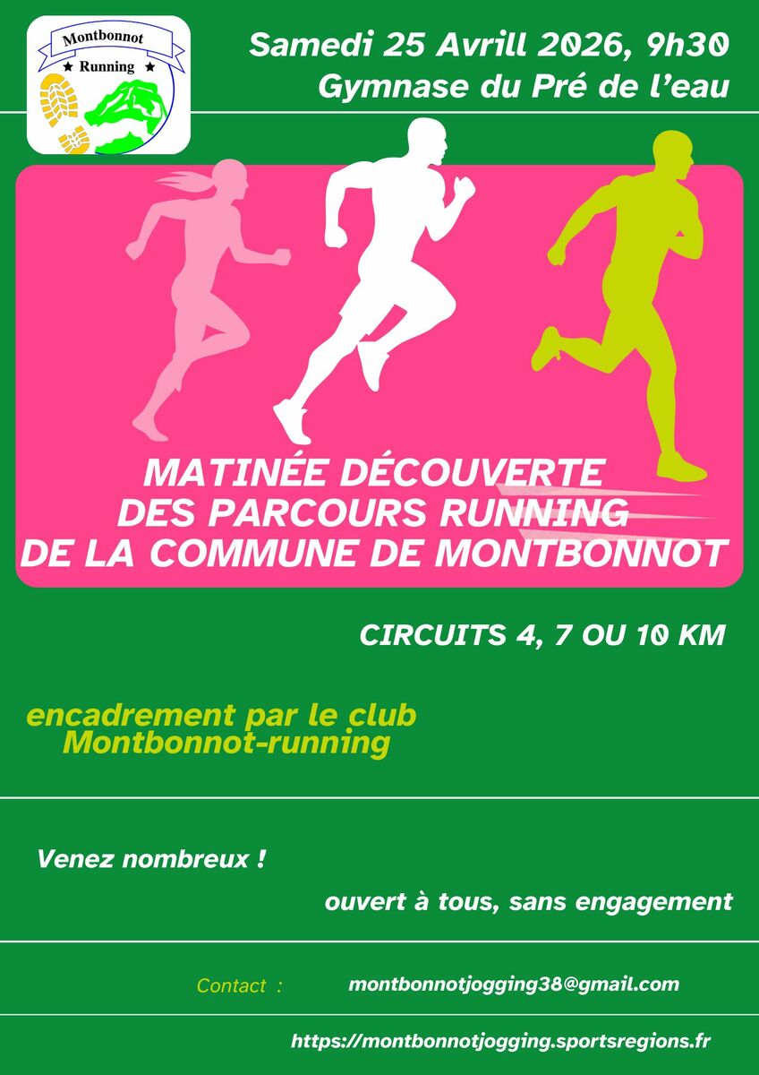 Matinée découverte du club et des parcours running de Montbonnot, Samedi 25 Avril 2026